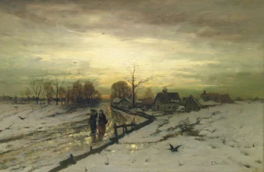 Escena de nieve: atardecer, siglo XIX